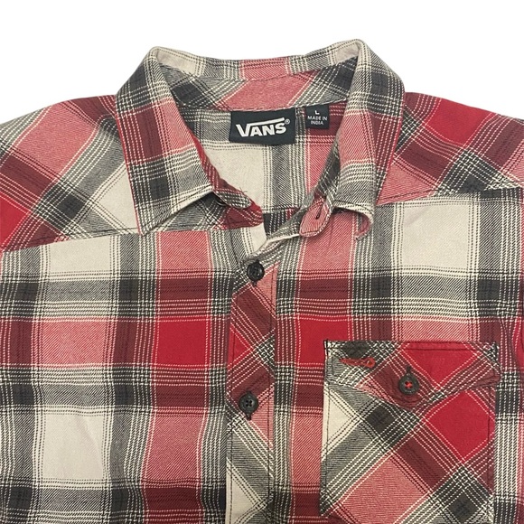 Vans Red Black White Boys‎ Flannel Button Up Sz L - Picture 3 of 6